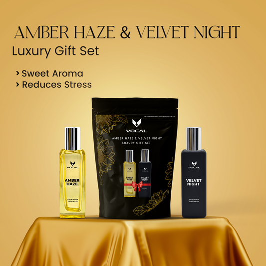 Amber Haze & Velvet Night Luxury Gift Set - 2 x 20ml Perfumes for Men & Women | Vocal Cosmetics