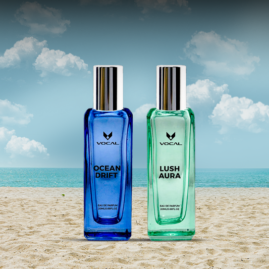 Ocean Drift & Lush Aura Luxury Gift Set - 2 x 20ml Perfumes for Men & Women | Vocal Cosmetics