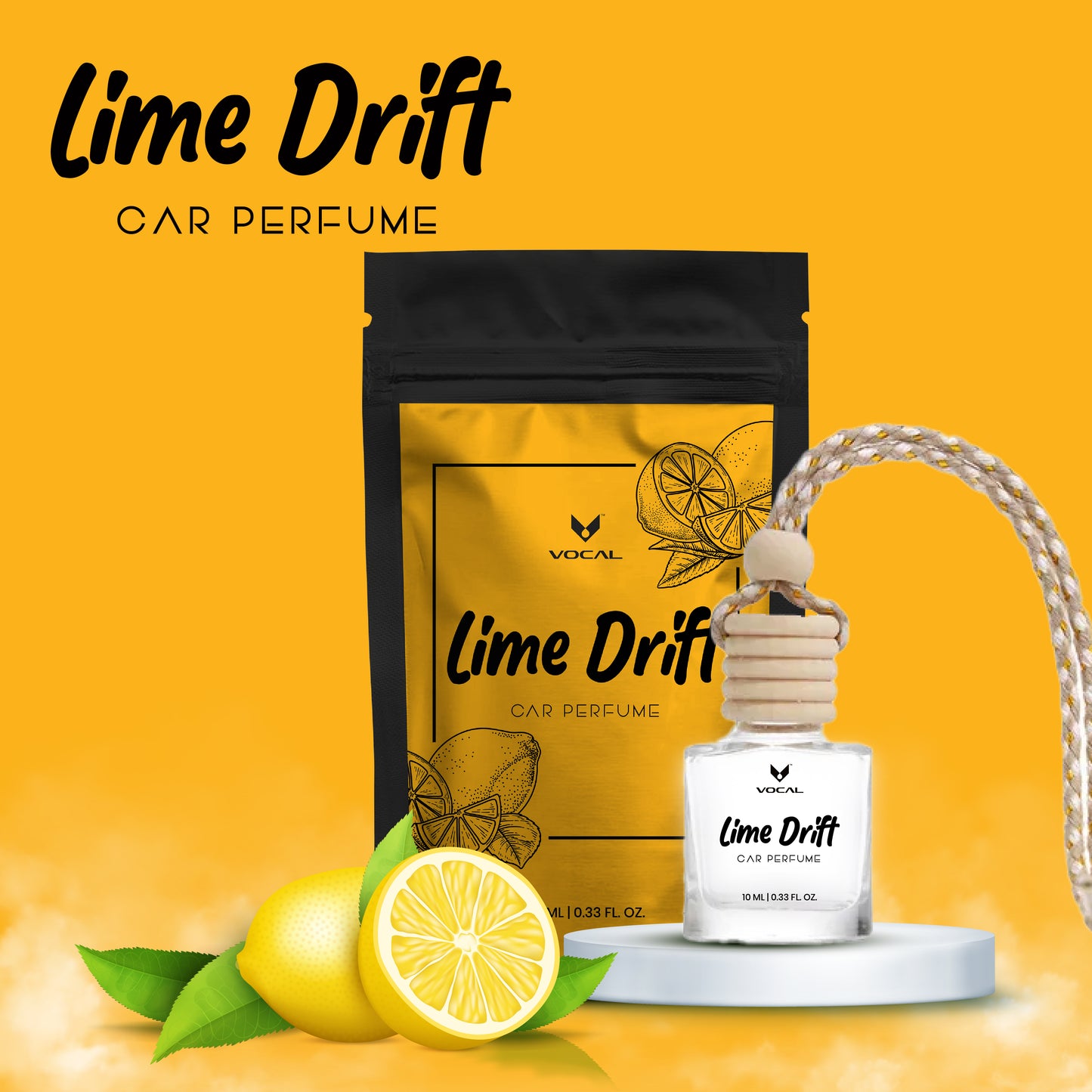 Lime Drift Car Freshener - 10ml | Zesty & Refreshing Car Perfume | Vocal Cosmetics