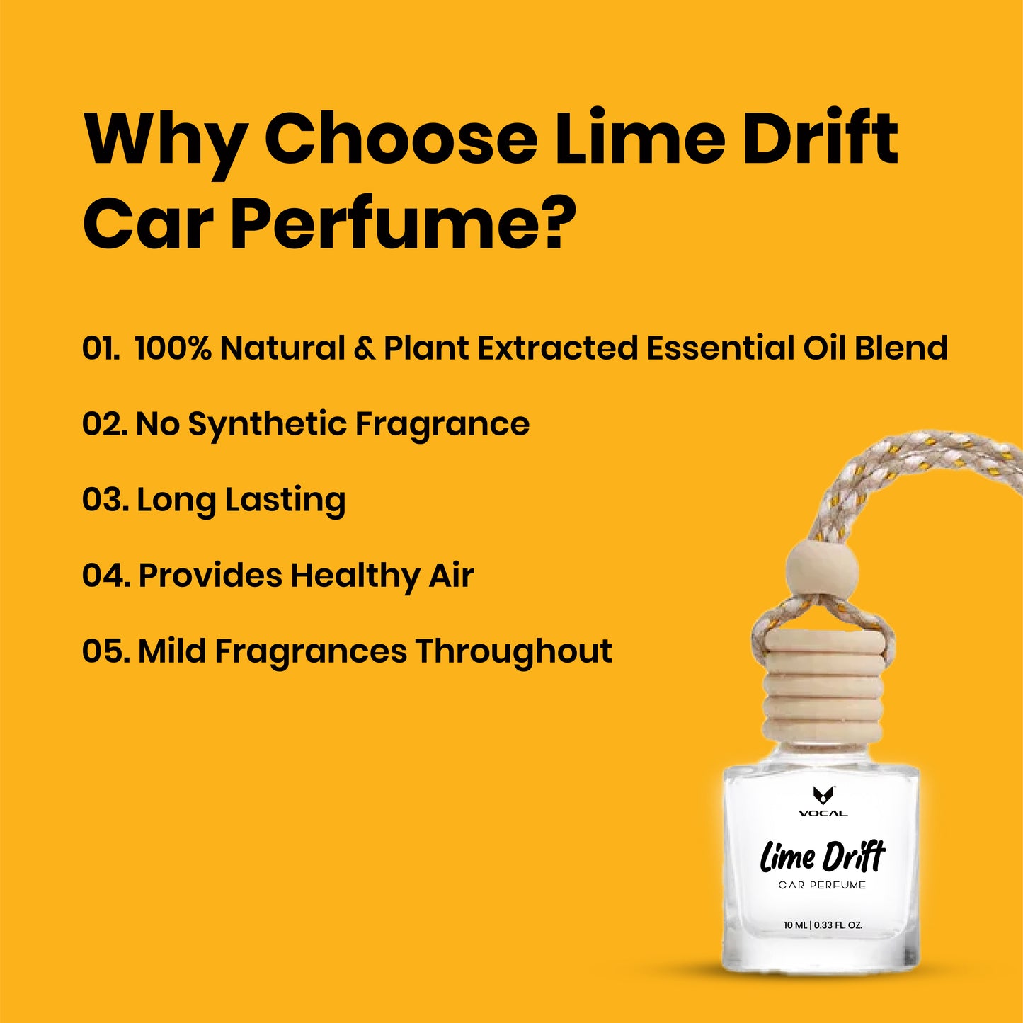 Lime Drift Car Freshener - 10ml | Zesty & Refreshing Car Perfume | Vocal Cosmetics