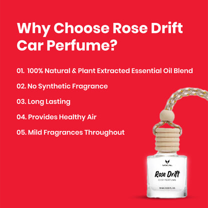 Rose Drift Car Freshener - 10ml | Sweet Floral Car Perfume | Vocal Cosmetics